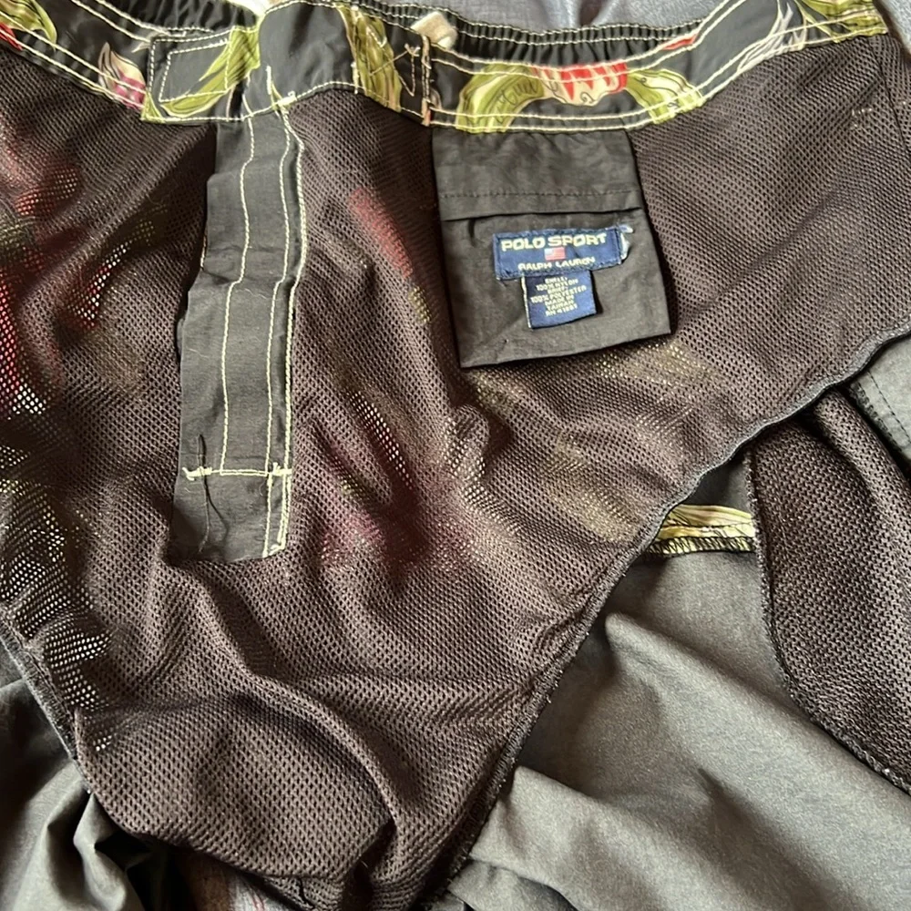 Polo sport swim trunks floral and black color block